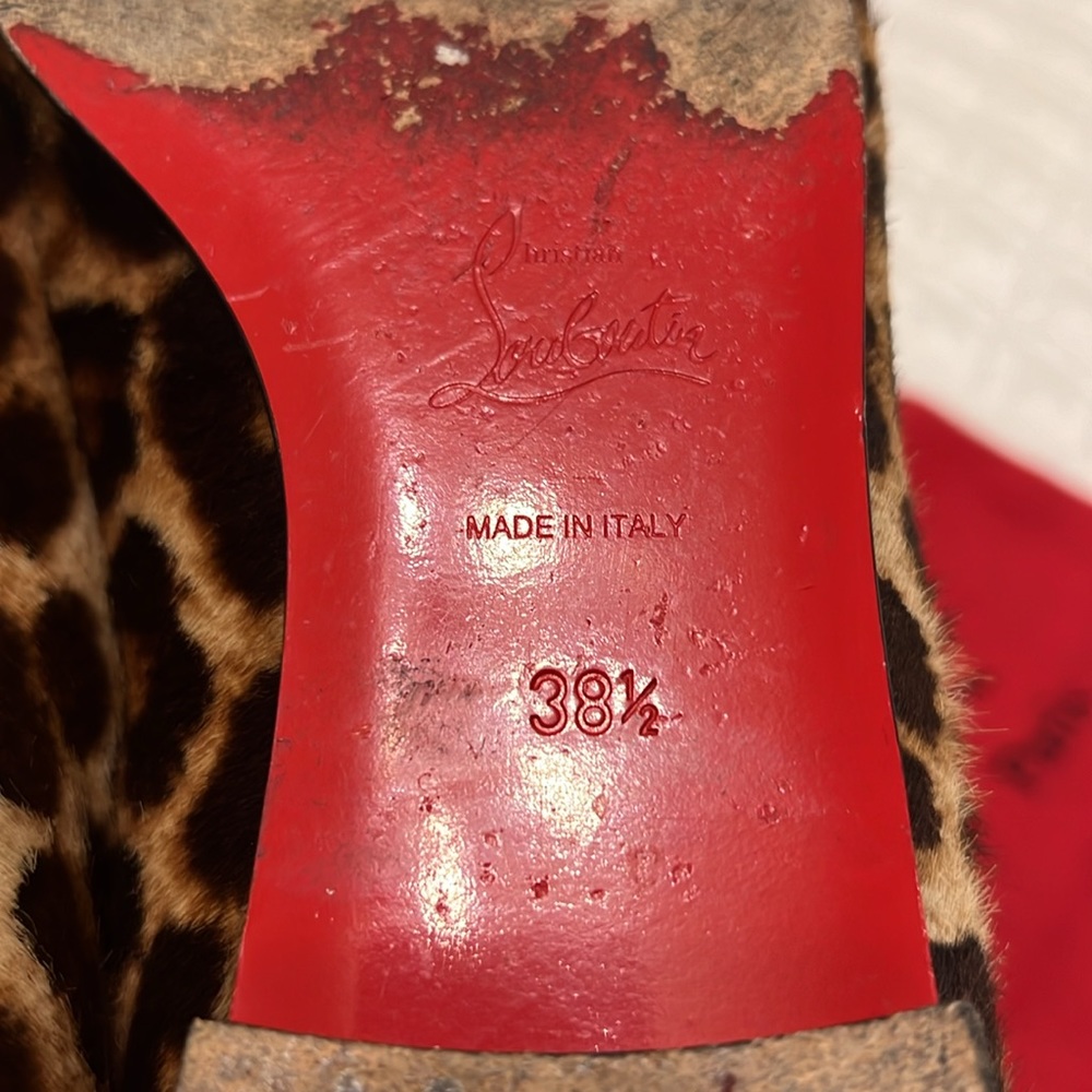 Christian Louboutin Leopard Print Embroidered Flats with Red & Green Accents - Picture 12 of 12